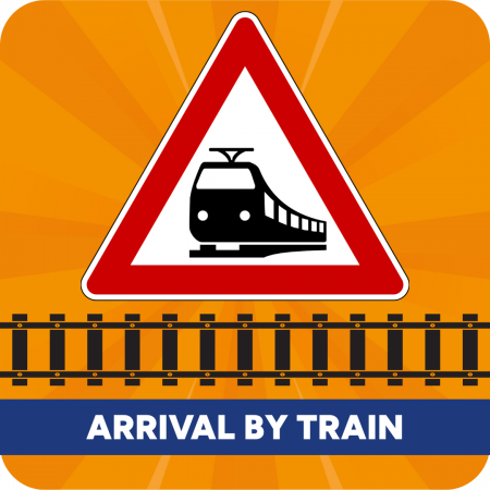 Warning symbol for travelling by train